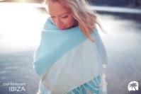 COOL-FOUTA HAMMAM CLASSIC FOUTA Hammam Towel Silver Lurex Stripes on Scuba Blue solid color Honeycomb Fouta by Cool-Fouta at http://www.foutadeibiza.es | Photo by http://www.adriencrasnault.com/